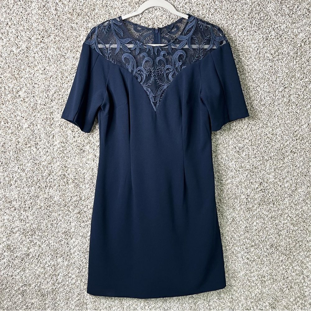 Adrianna Papell Dressβ Women's 10 Navy Blue Lace Top Cocktail Mini